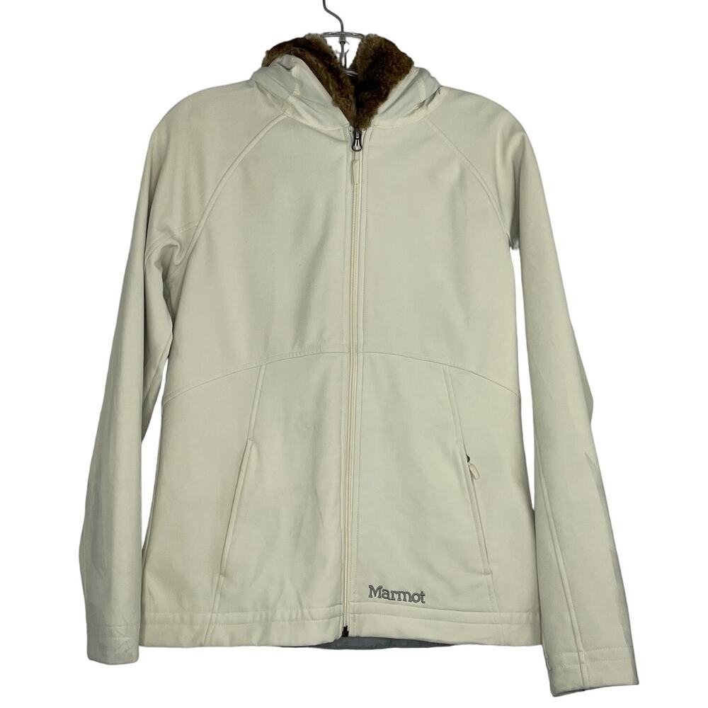 Marmot White Zip up Hooded Lined Jacket Women's Size Medium